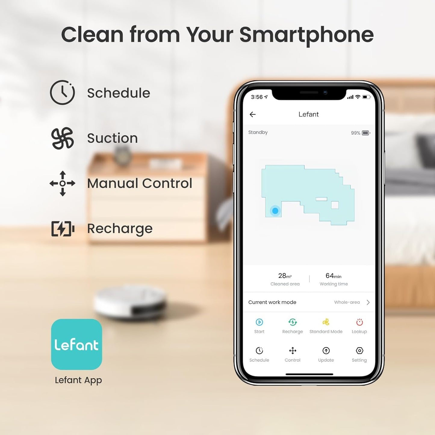 Lefant M210 Pro Robot Vacuum with Wi-Fi Control