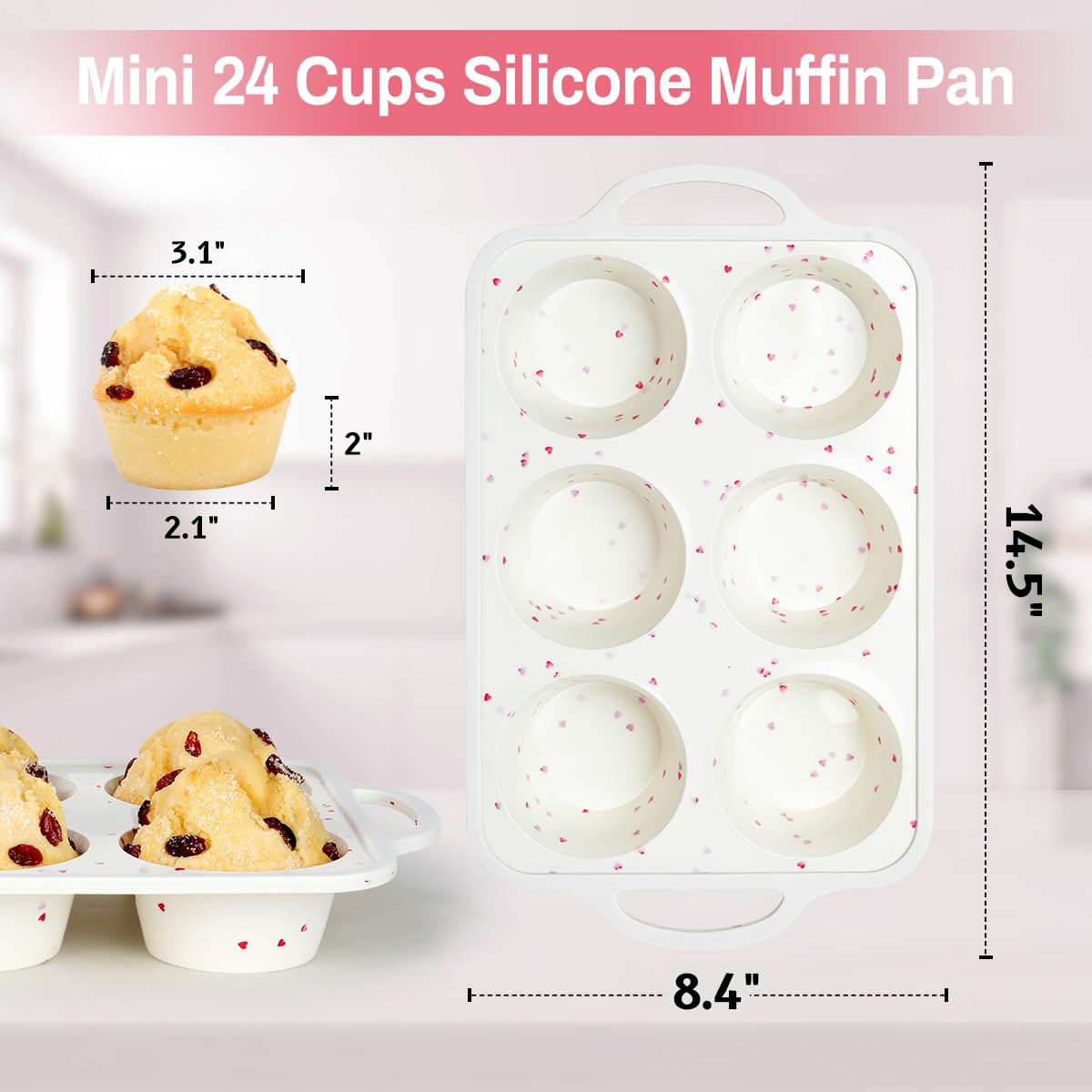 6-Cup Jumbo Size NonStick Silicone Muffin Pan for Baking with Metal Reinforced Frame BPA Free Silicone Jumbo Cupcake Pan for Oven Dishwasher Safe