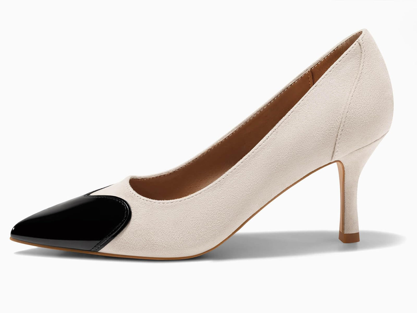 Coutgo Womens Closed Pointed Toe Pumps Heart Stiletto High Heels Wedding Bride Dress Shoes, Beige, Size 6.5