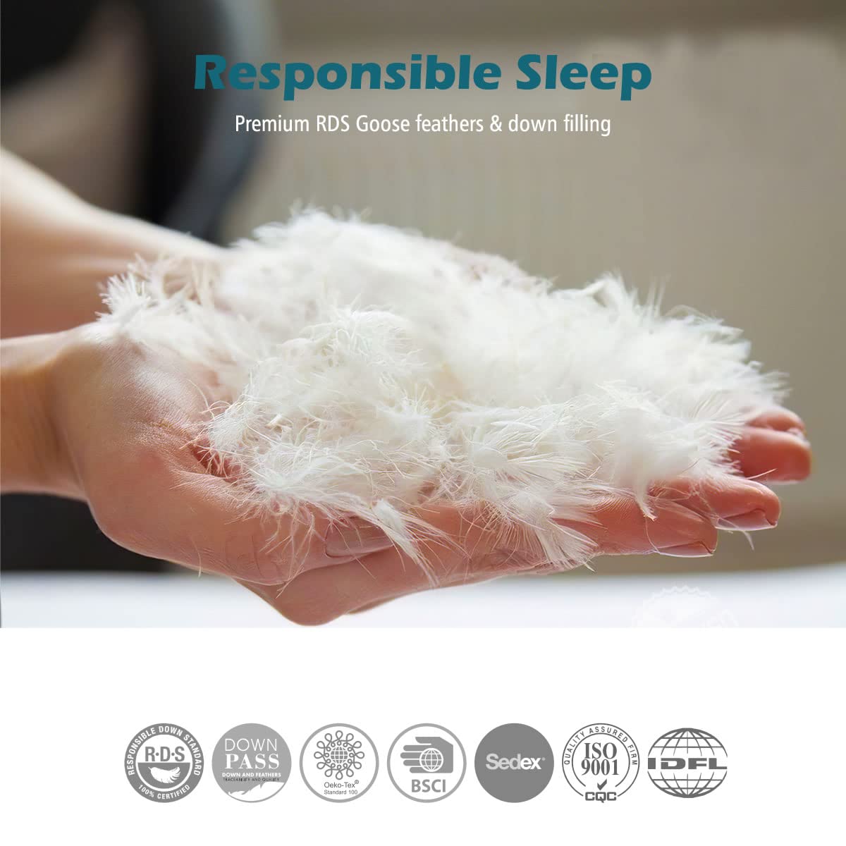 Cobnom Organic Feathers Down Comforter Twin Size, All Season Feathers Down Duvet Insert, Soft 100% Cotton Covered Bed Comforter Insert with Ties, Ivory White, 68x90