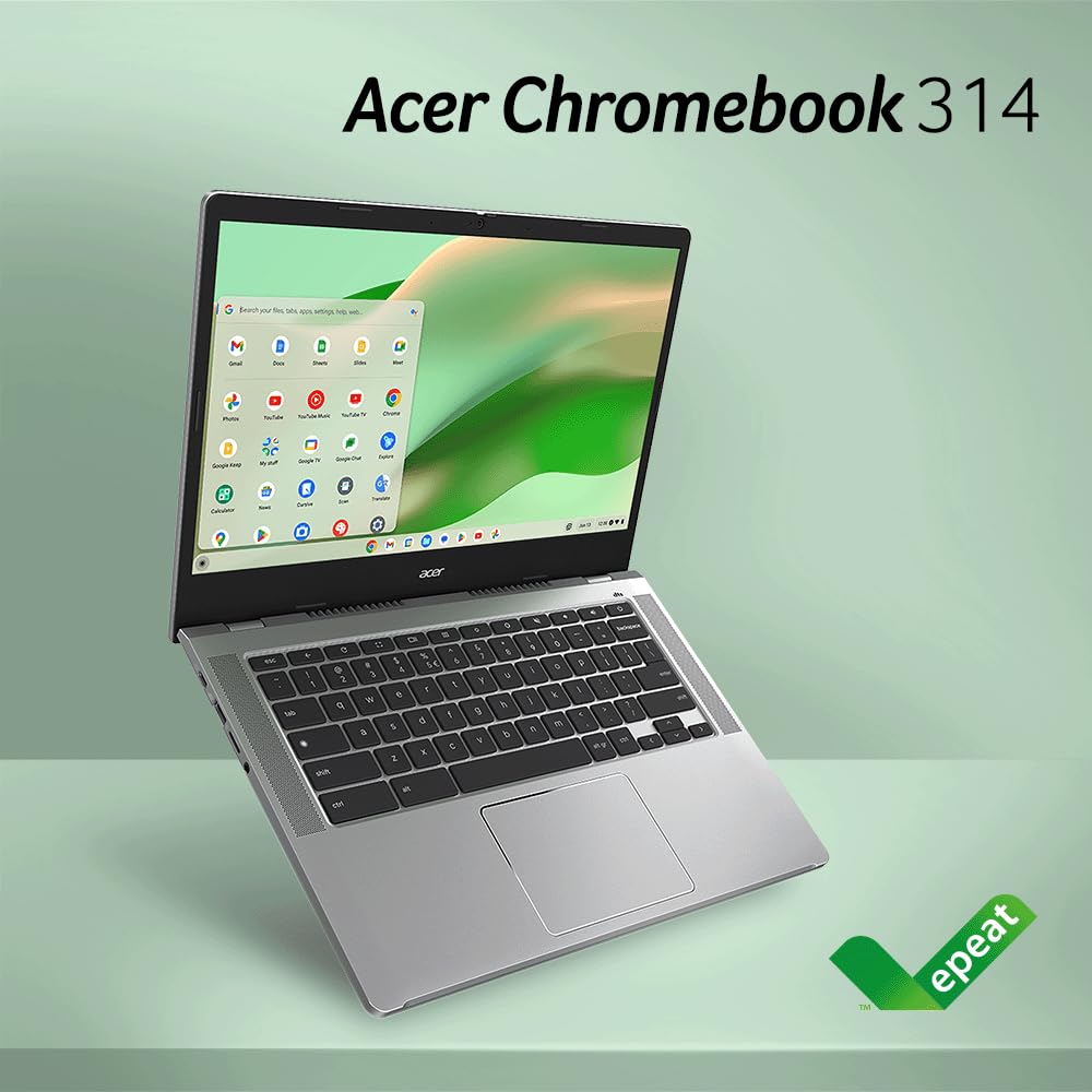 acer Chromebook 314 CB314-4H-C2UW Laptop | Intel Processor N100 | 14" Full HD (1920 x 1080) IPS Display | 4GB LPDDR5 | 64GB eMMC | Intel Wireless Wi-Fi 6E AX211 | Chrome OS | Pure Silver