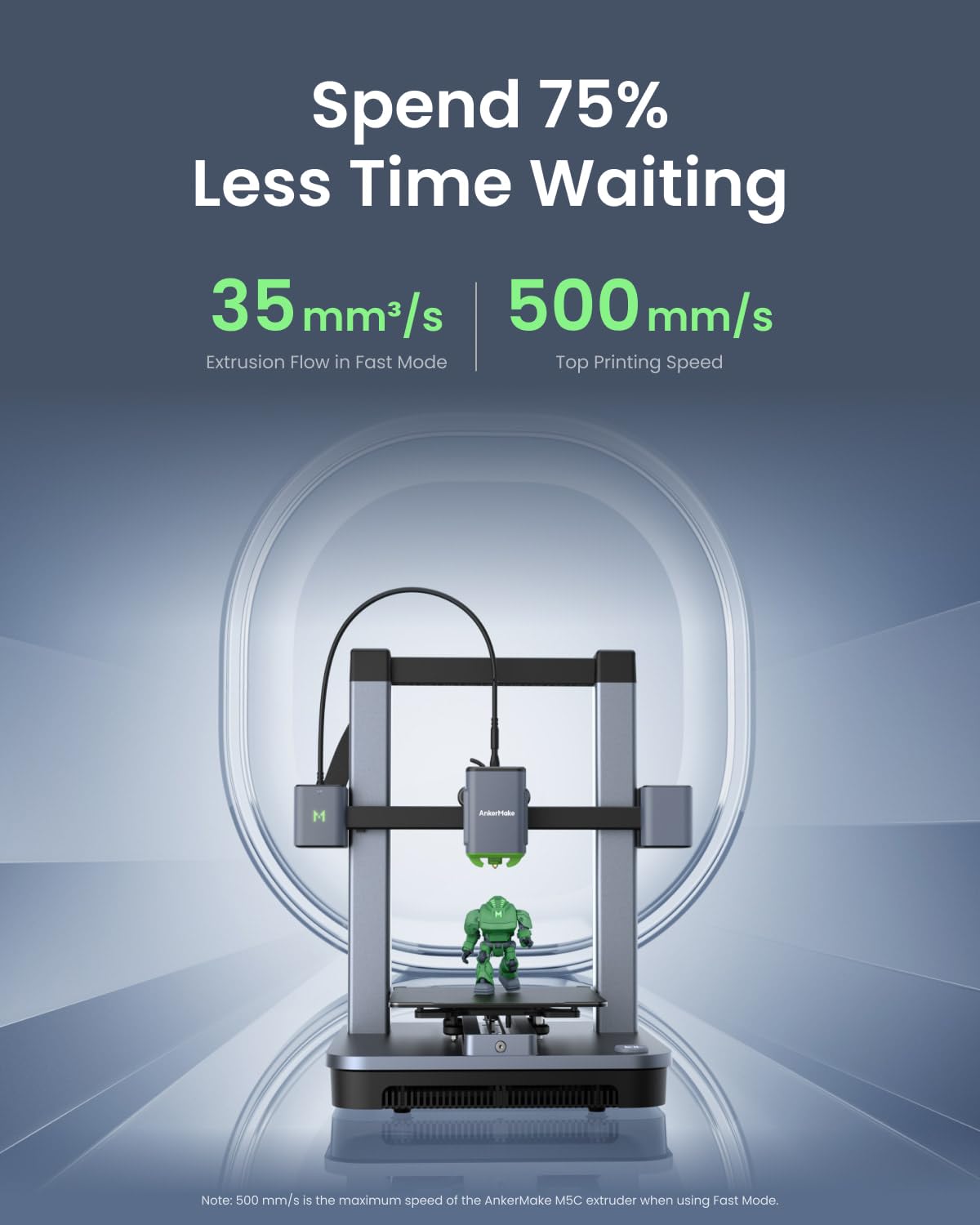 AnkerMake M5C 3D Printer, 500 mm/s High-Speed Printing, All-Metal Hotend, Supports 300℃ Printing, Control via Multi-Device, Intuitive, 7×7 Auto-Leveling, 220×220×250 mm Print Volume