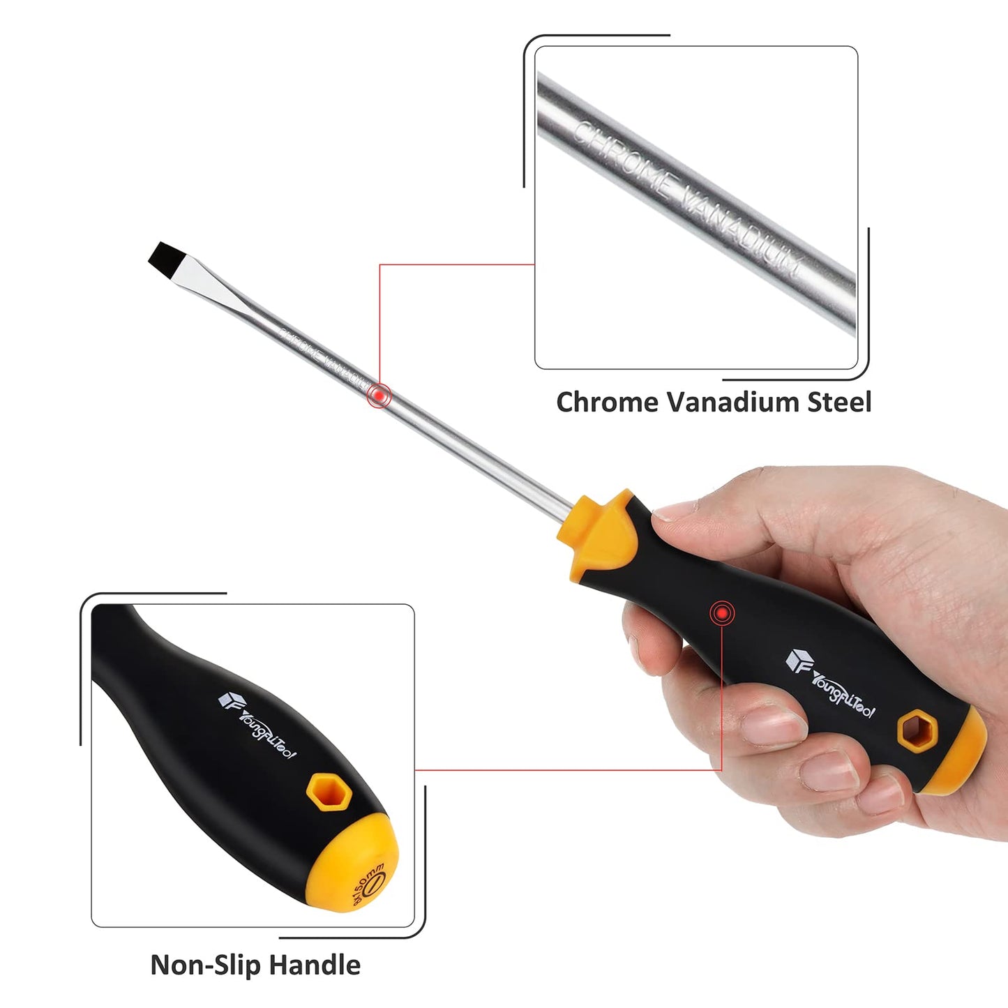YF YoungFulTool 10 Piece Magnetic Screwdriver Set Include Slotted Phillip Torx Tips Stubby Screwdrivers for Confined Space Magnetizer Demagnetizer with Screwdriver Pouch Men Tools
