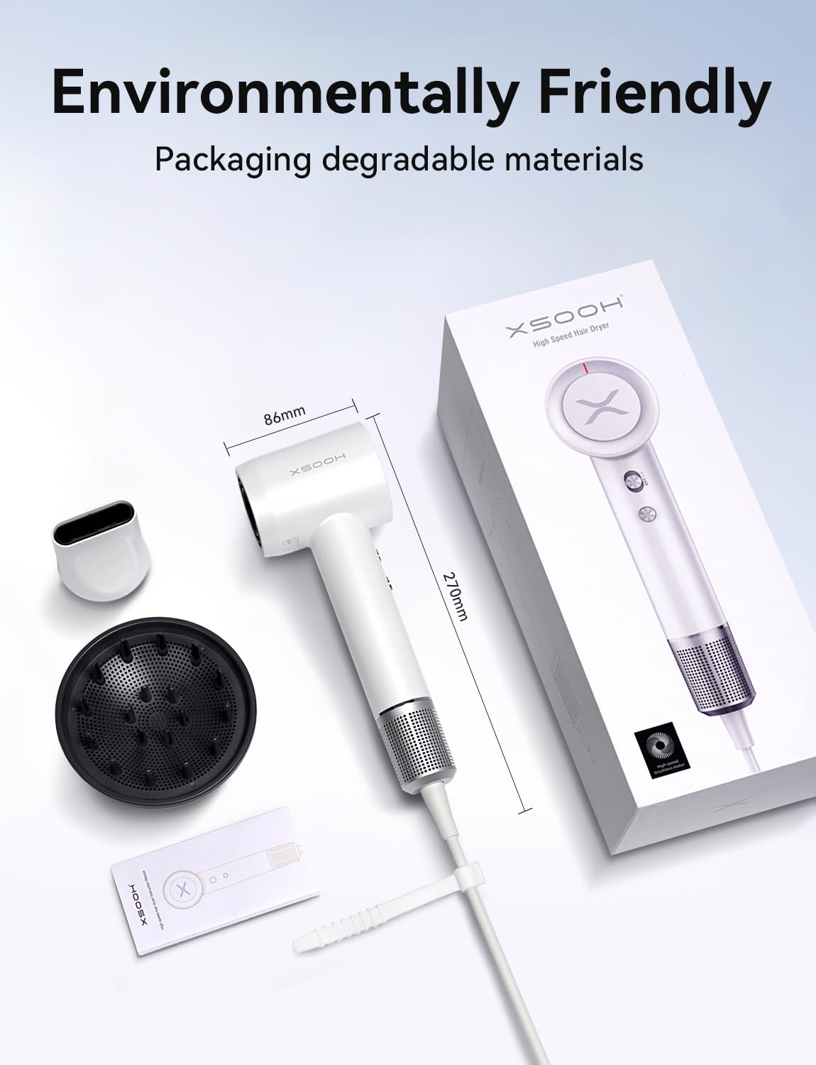 Ionic Hair Dryer with Magnetic Diffuser & Nozzle