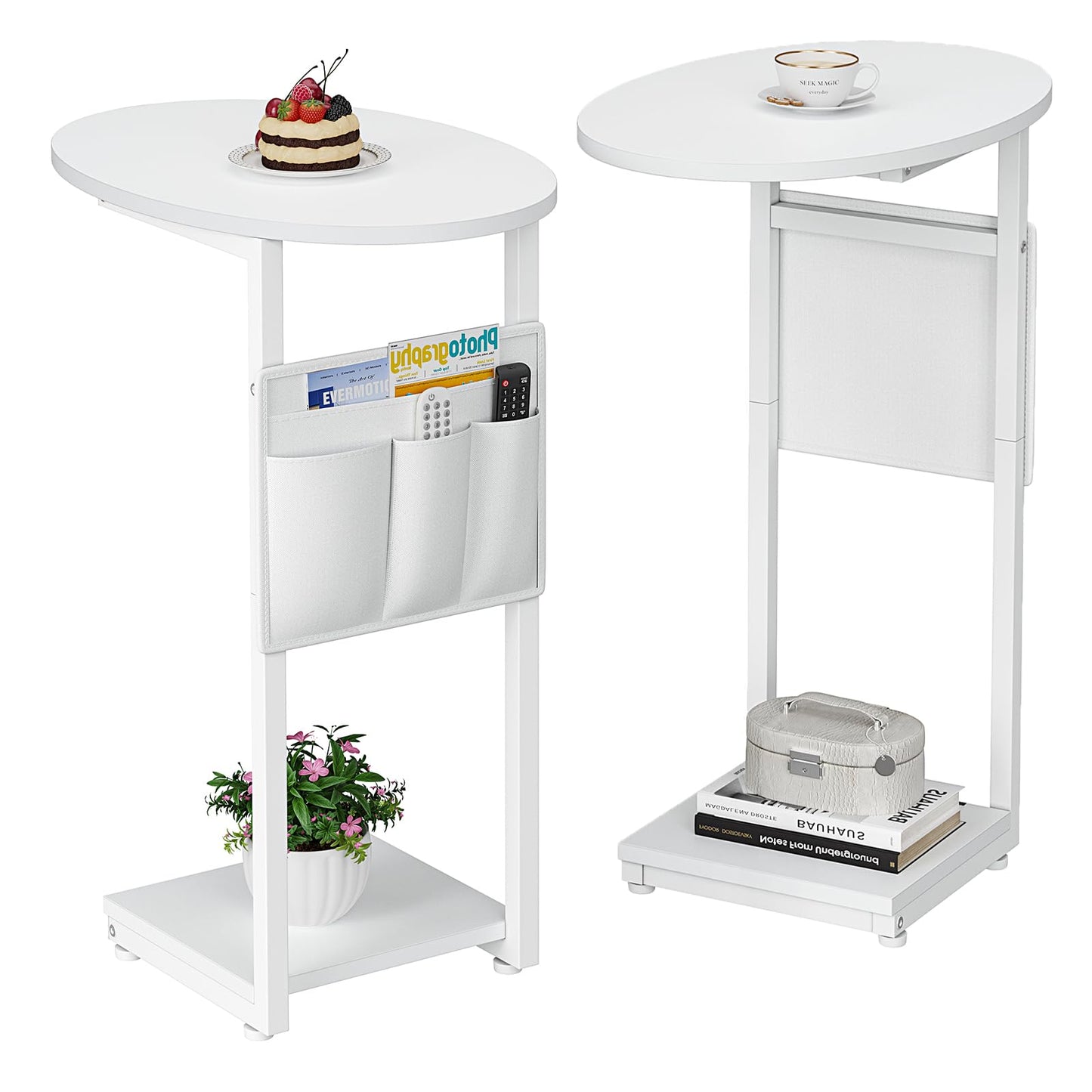 C Shaped Side Table with Storage Bag