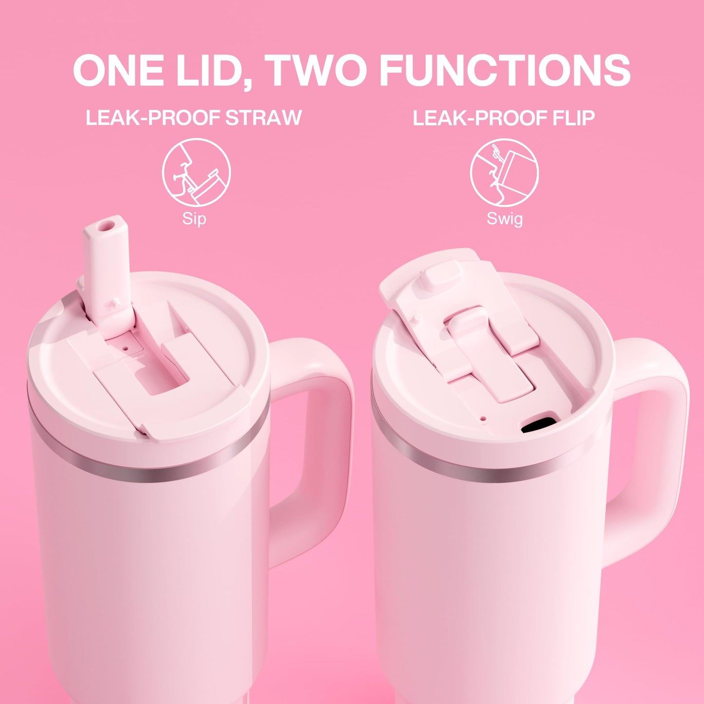 40 oz Insulated Tumbler with Handle and Straw