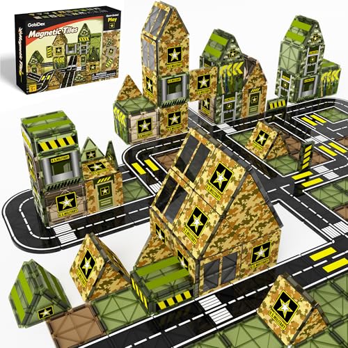 Magnetic Army Building Tiles STEM Toy Set
