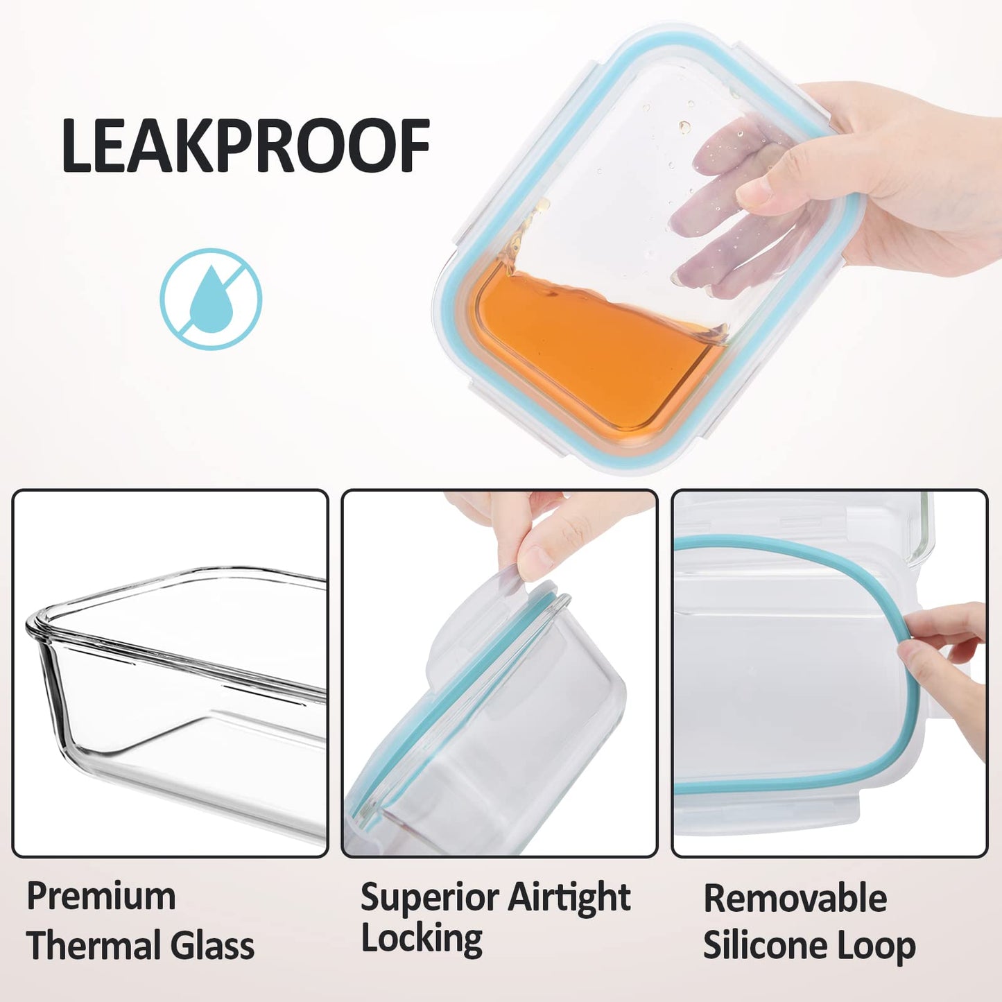 6-Pack Glass Food Storage Containers with Lids