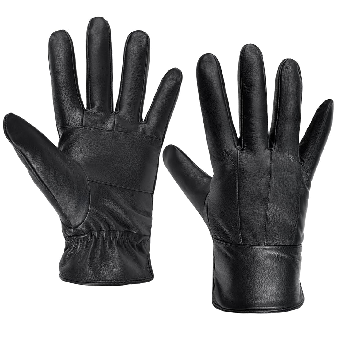 Harssidanzar Men's Warm Leather Winter Gloves