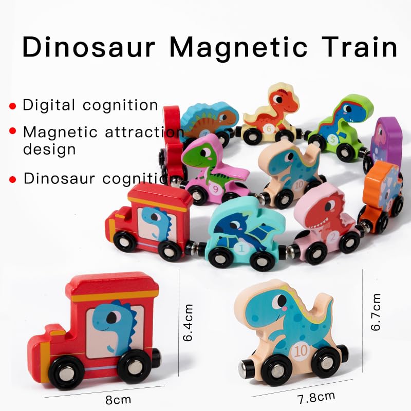 Magnetic Wooden Train Set for Toddlers