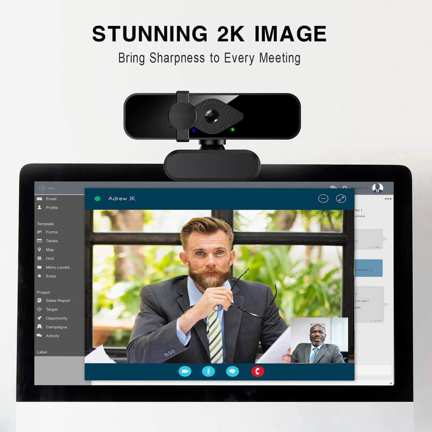 2K Ultra HD Webcam with Microphone & Privacy Cover
