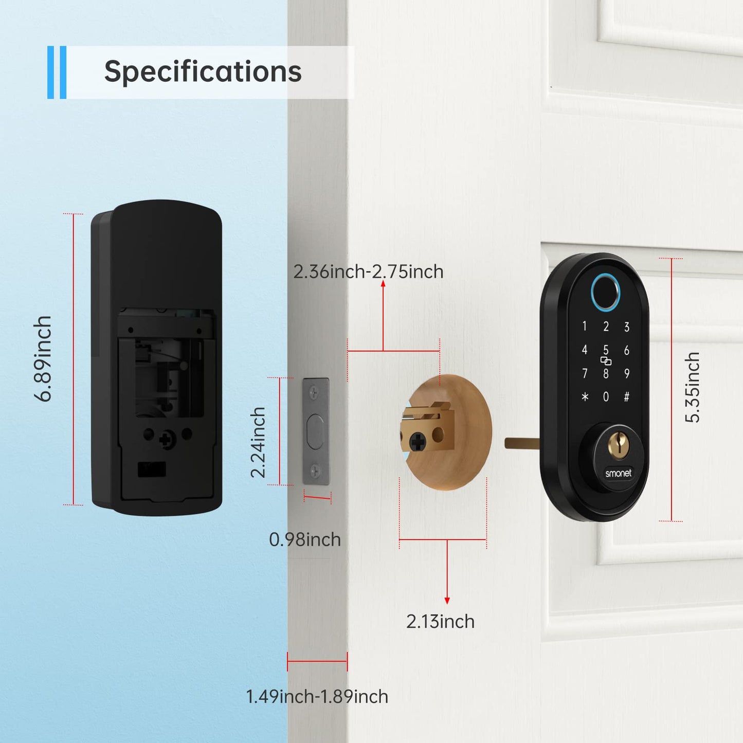 SMONET Smart Lock with Fingerprint & App Control