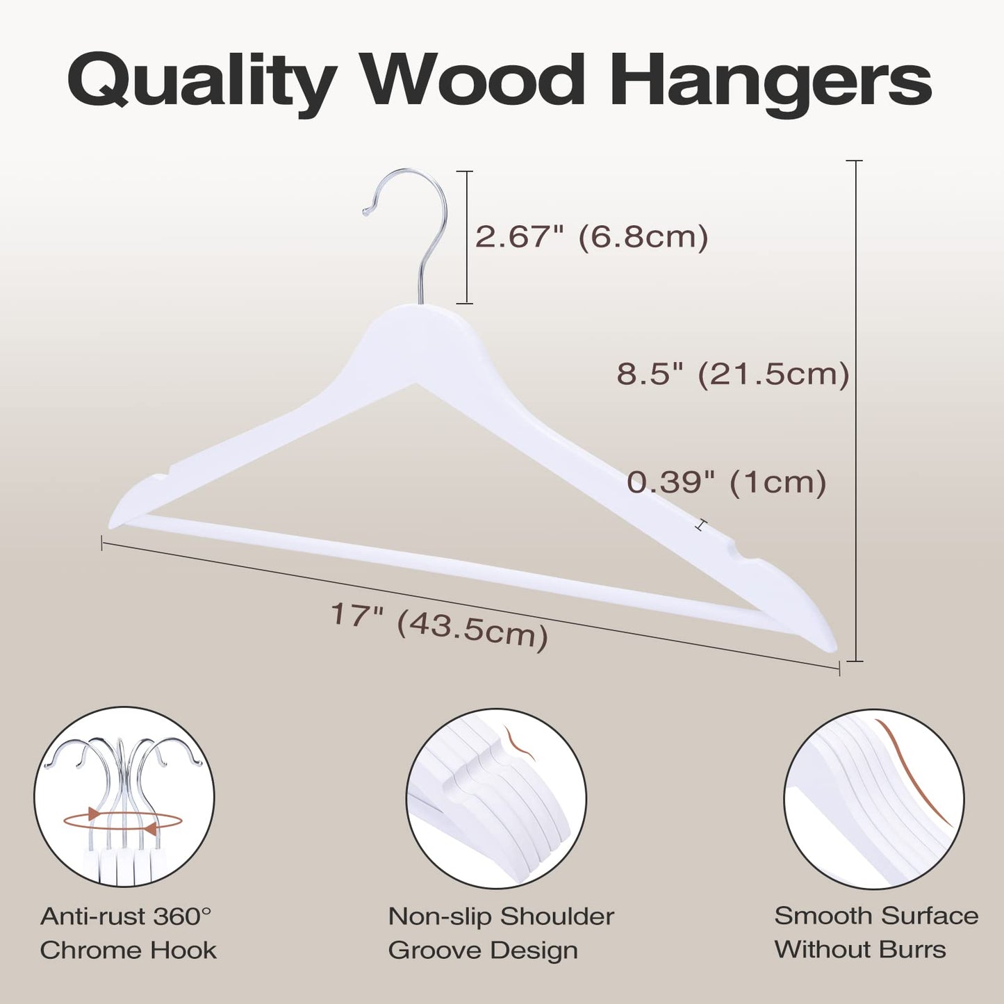 FairyHaus Wooden Hangers 30 Pack with Swivel Hooks