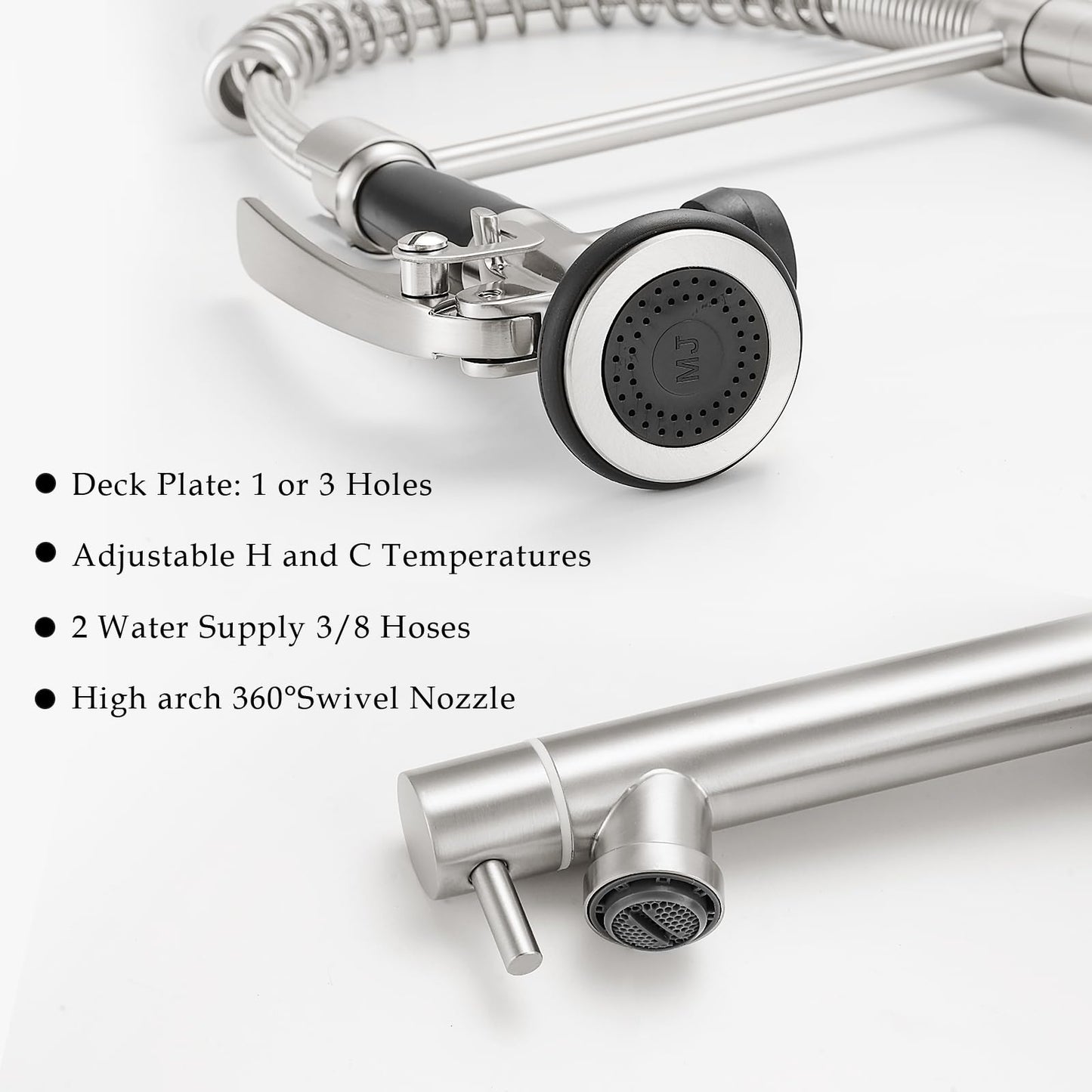 Dual Spout Kitchen Faucet with Pull Down Sprayer