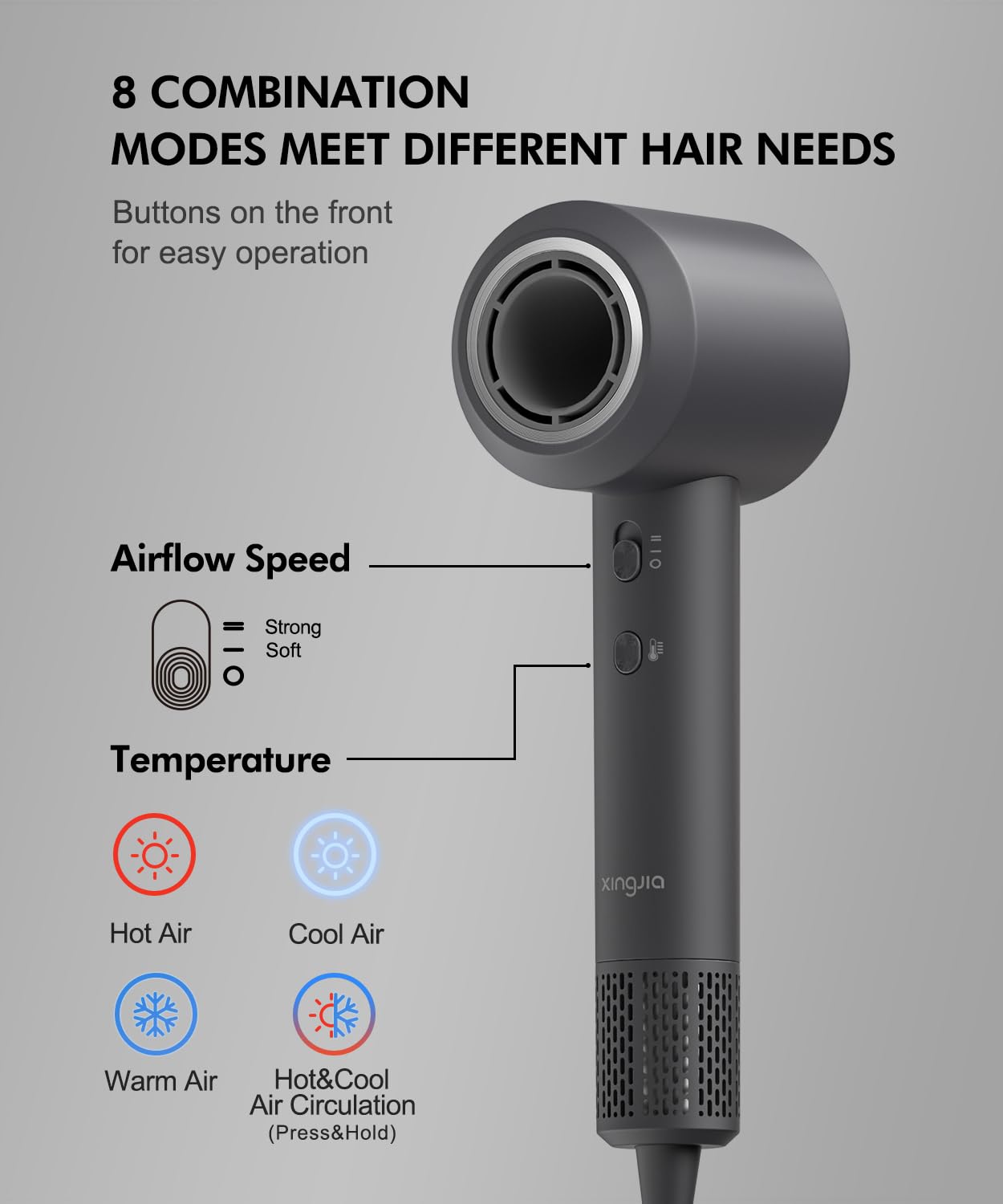 1500W Ionic Hair Dryer with Low Noise