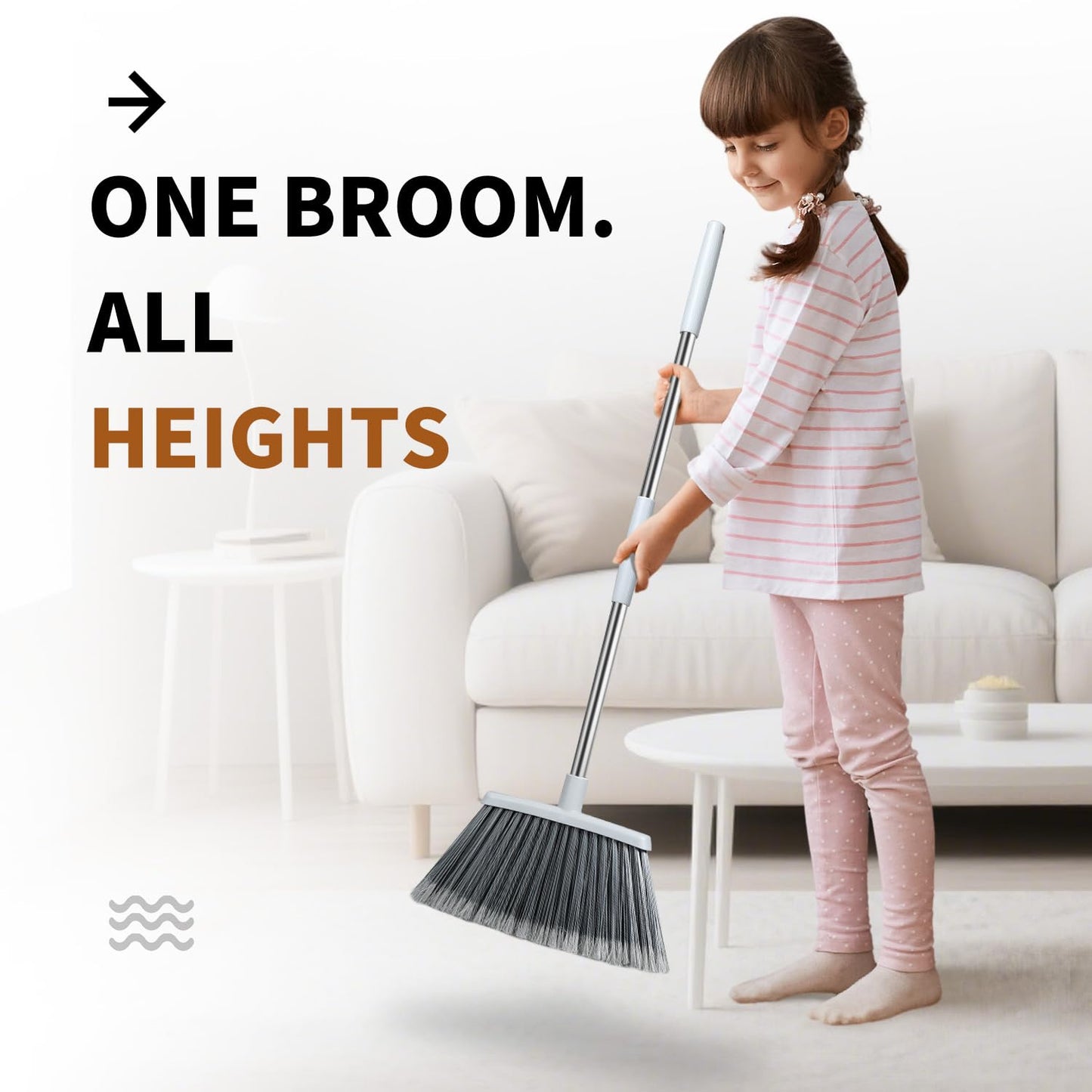 Heavy Duty Adjustable Broom for Indoor Outdoor Use