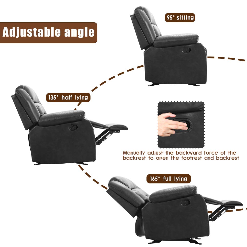 FDW Recliner Chair Reclining Recliner Sofa and Couch Sofa for Living Room Sofa PU Leather Home Theater Seating Motion for Living Room Manual Recliner