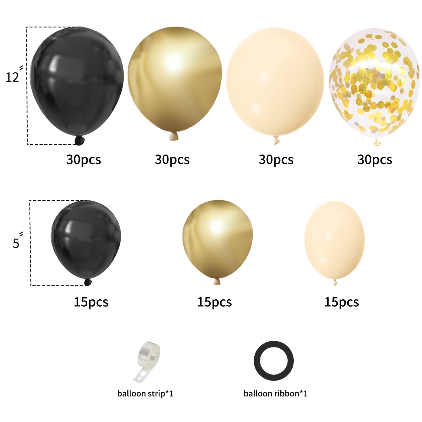 Gold Black Balloons Arch Kit for Parties