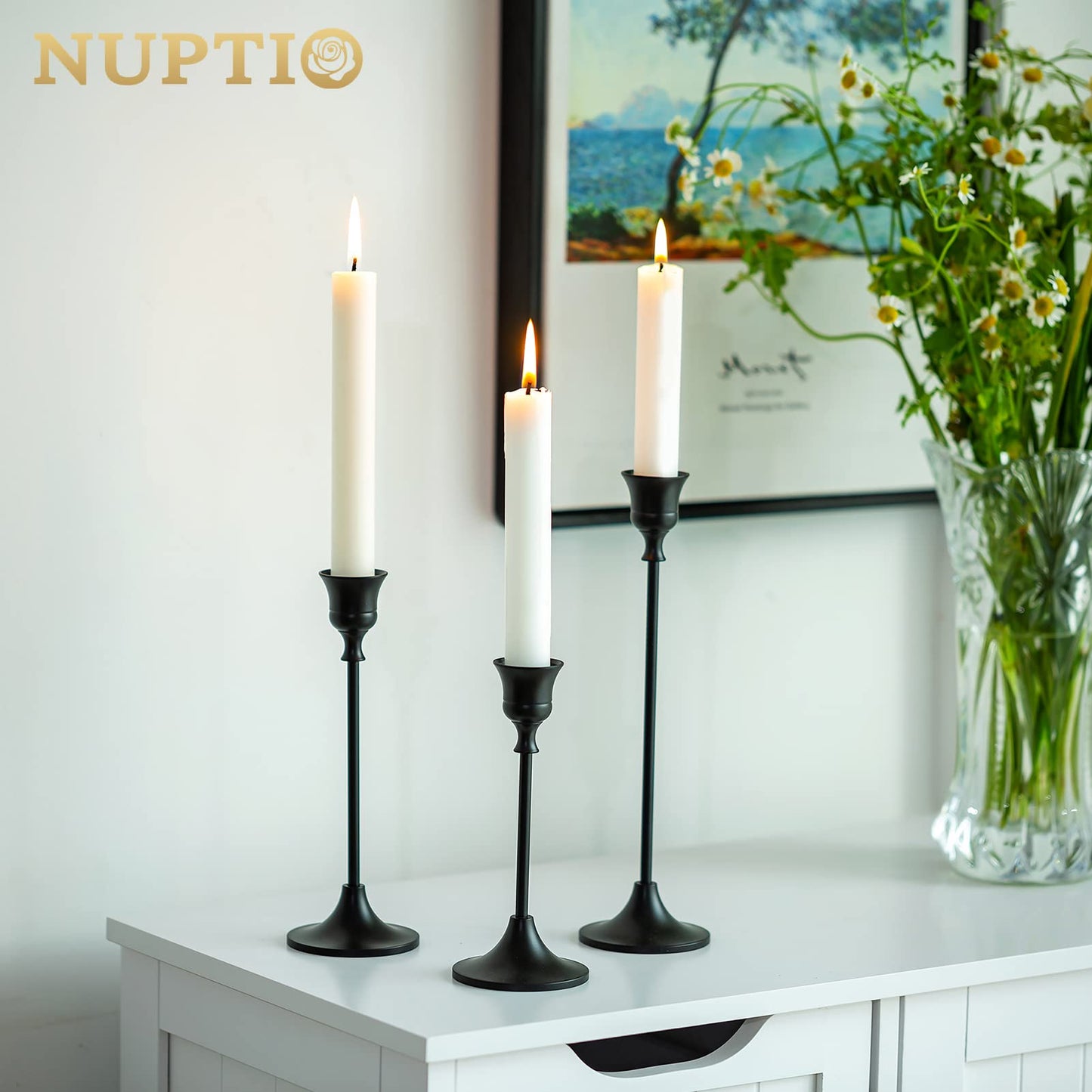 2 Sets Tapered Candle Holders for Home Decor
