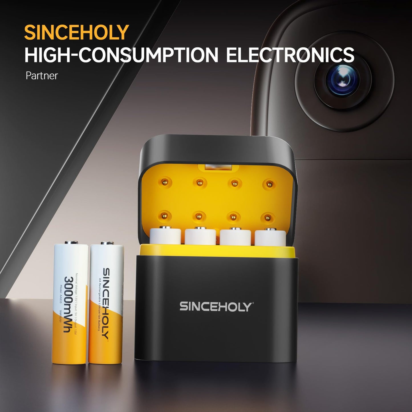 8 Pack SINCEHOLY Rechargeable AA Lithium Batteries With Charger