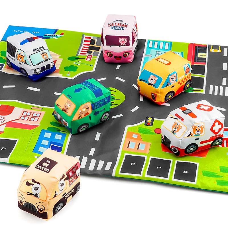 6-Pack Jingle Bell Fabric Car Toys with Bag