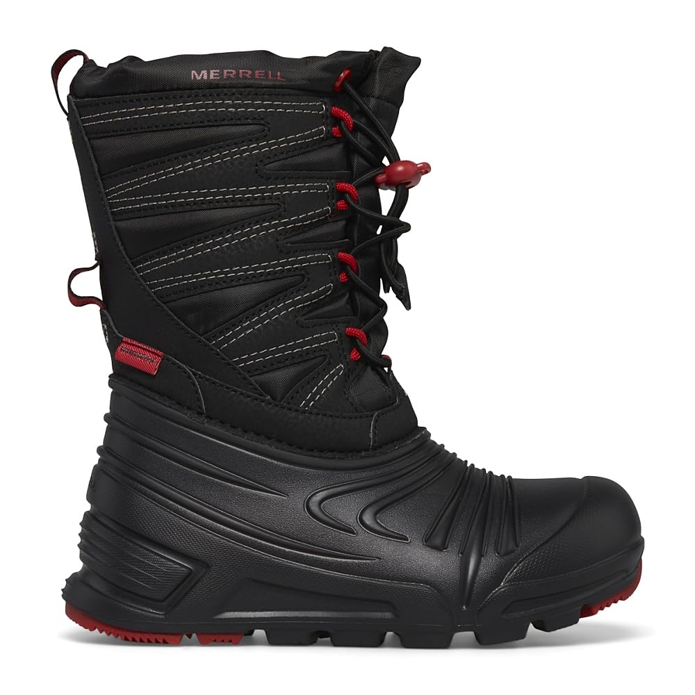 Merrell Snow Quest Lite 3.0 Waterproof Boot, Black/Grey/Red, 3 US Unisex Big Kid