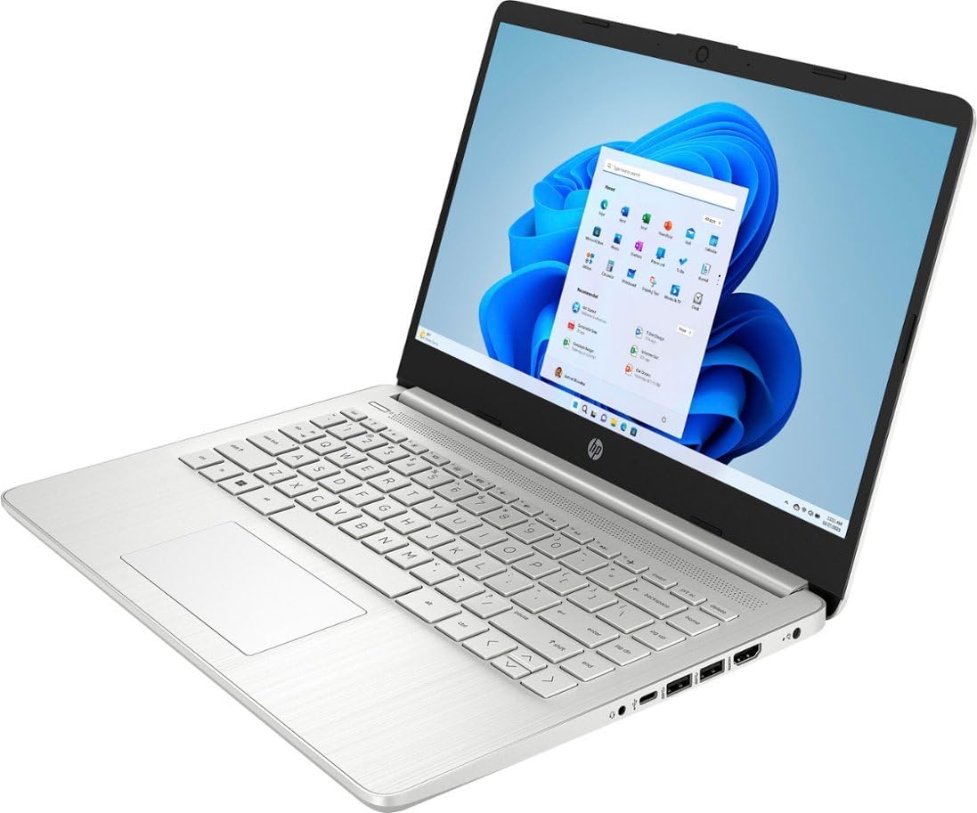 HP 14" Laptop Ultral Light for Students and Business, Quad-Core Intel Celeron Processor, 16GB RAM, 256GB Storage (128GB eMMC + 128GB Ghost Manta SD Card), HDMI, WiFi, USB-A&C, Win 11
