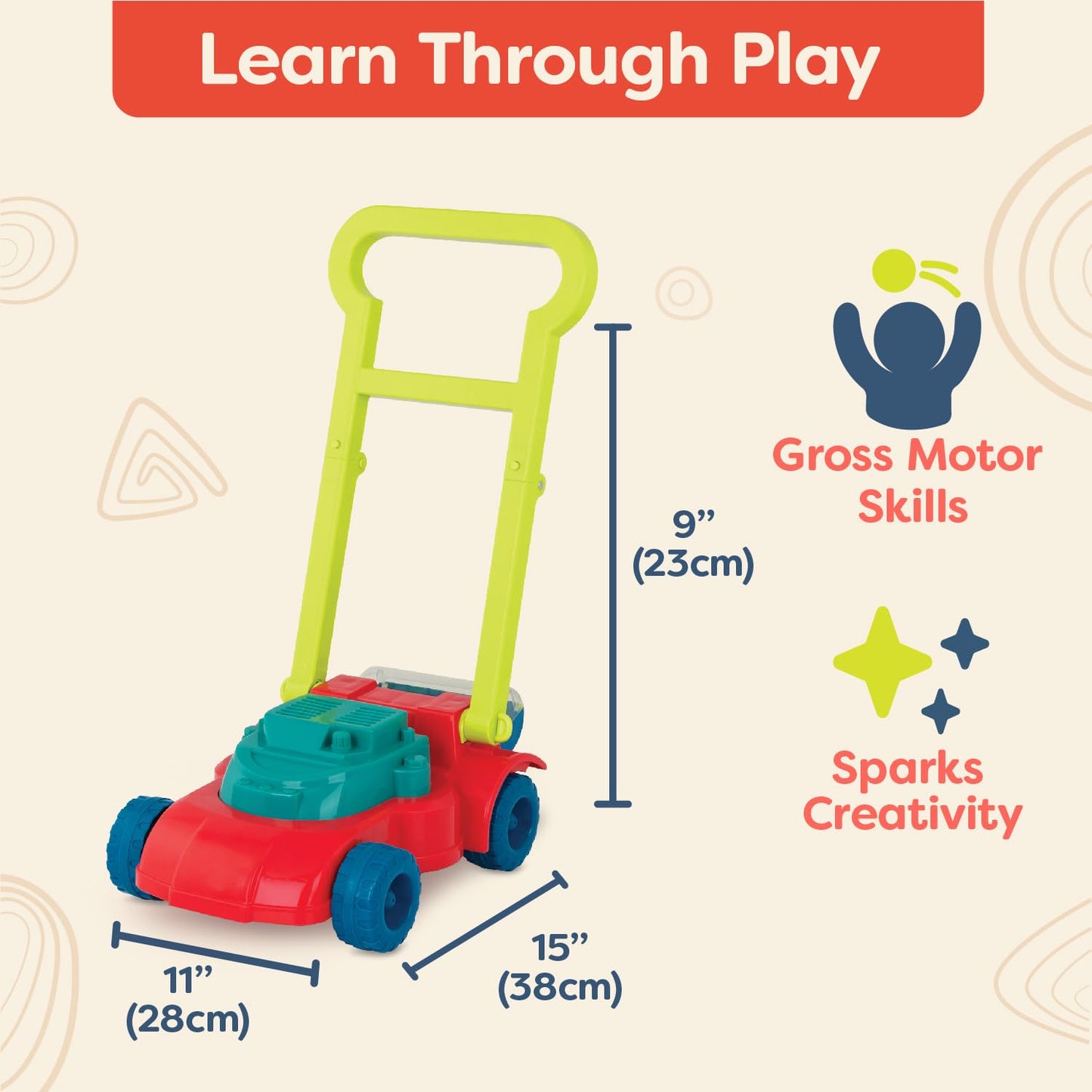 Toy Lawn Mower Push Toy by B. toys