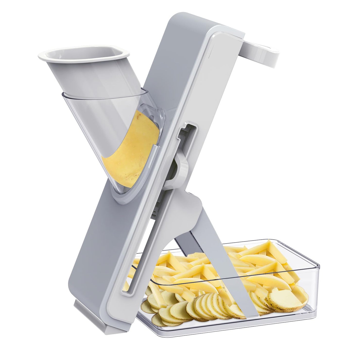DAYIH Safe Mandoline Slicer - Potato Slicer, Adjustable Vegetable Food Slicer Chopper, French Fry Cutter, Julienne Slicer, Professional 3 in 1 Chopping Artifact for Kitchen Chef Meal Prep(Light Grey)