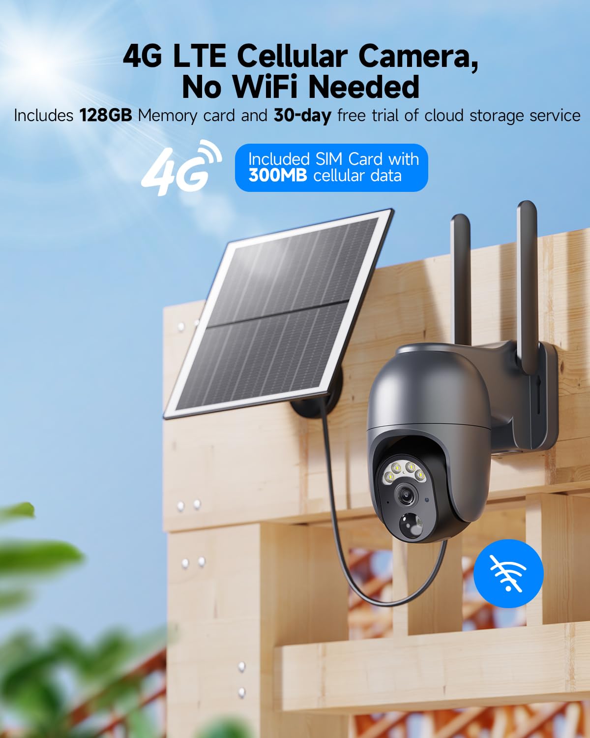 4G LTE Solar Security Camera with 2K Night Vision