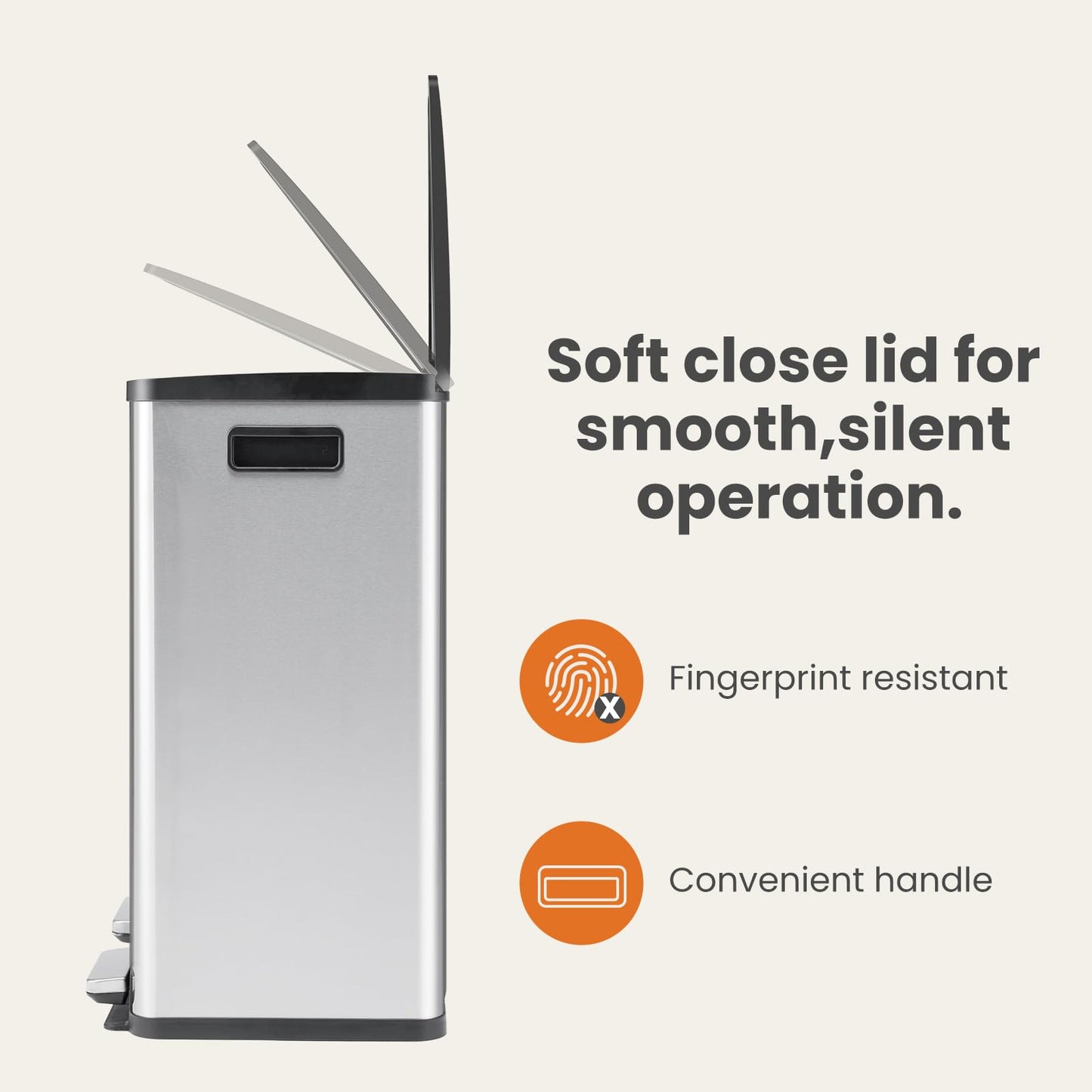 8 Gallon Stainless Steel Trash Can with Lid