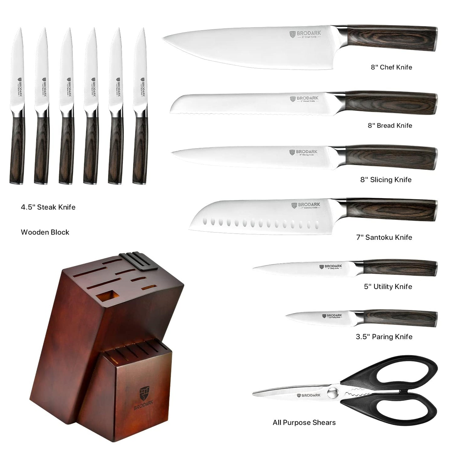 Ultra Sharp 15-Piece Kitchen Knife Set with Block