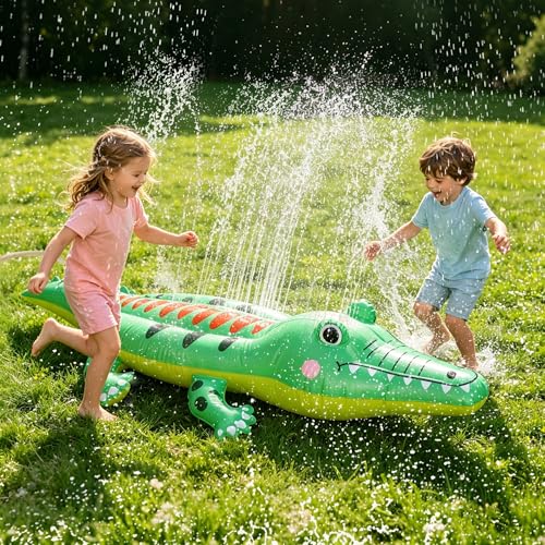 Inflatable Crocodile Splash Pad Sprinkler for Kids