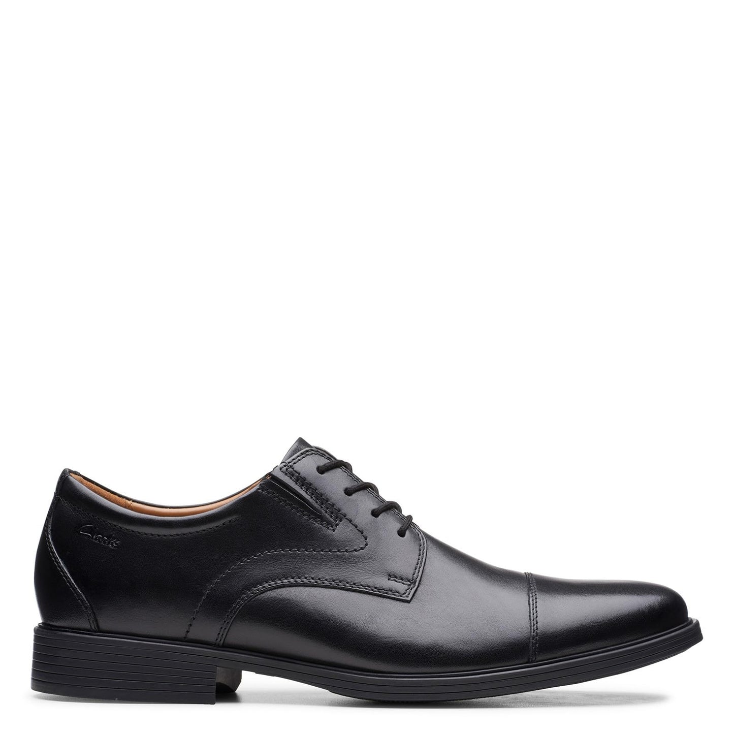 Clarks Whiddon Cap Oxford Black Leather Shoes