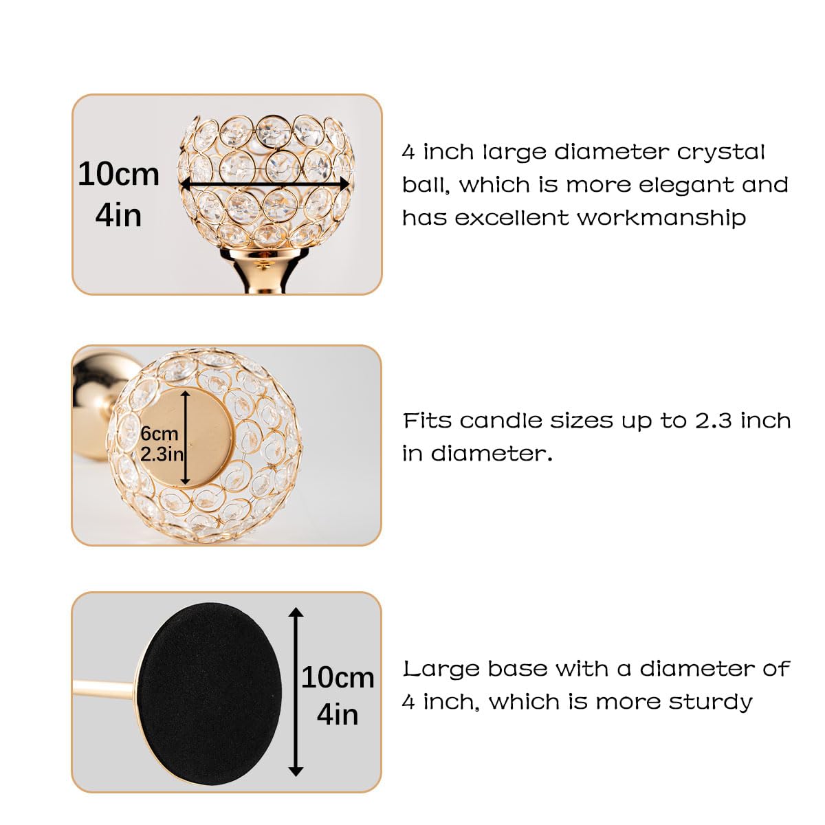 3-Piece Crystal Candle Holders for Home Decor