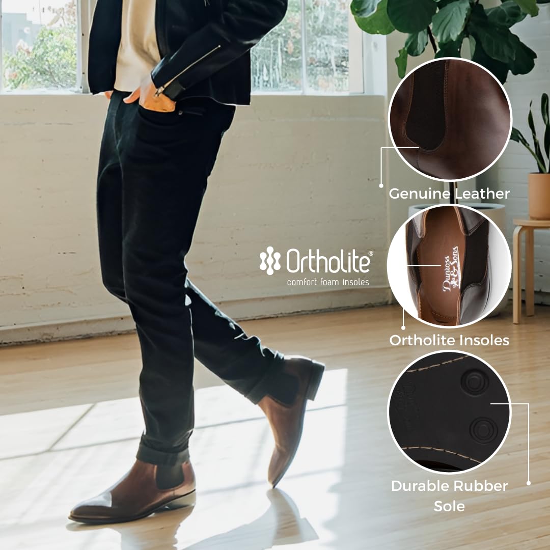 Dunross & Sons Black Leather Chelsea Boots for Men