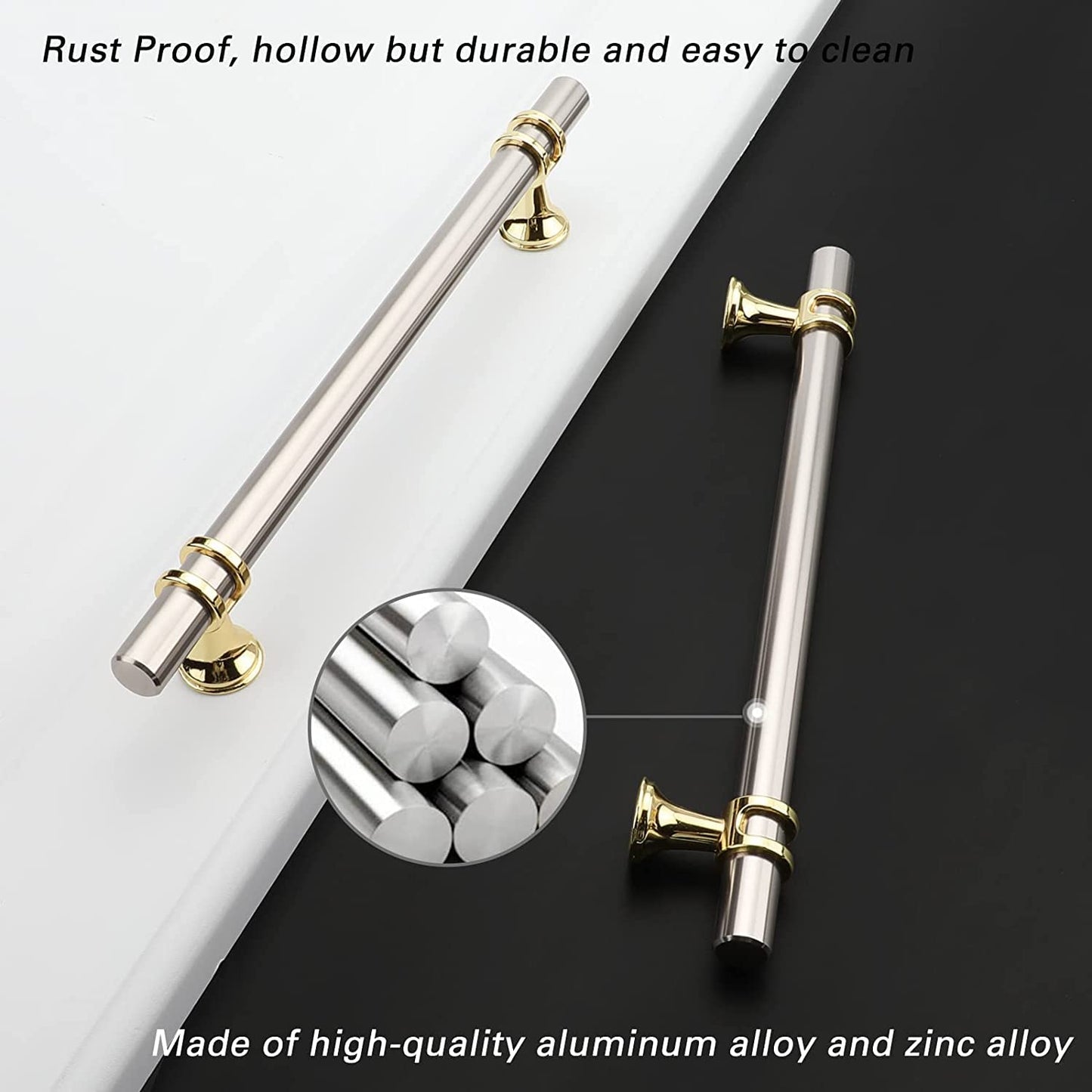 Brushed Nickel and Gold Cabinet Pulls - 10 Pack
