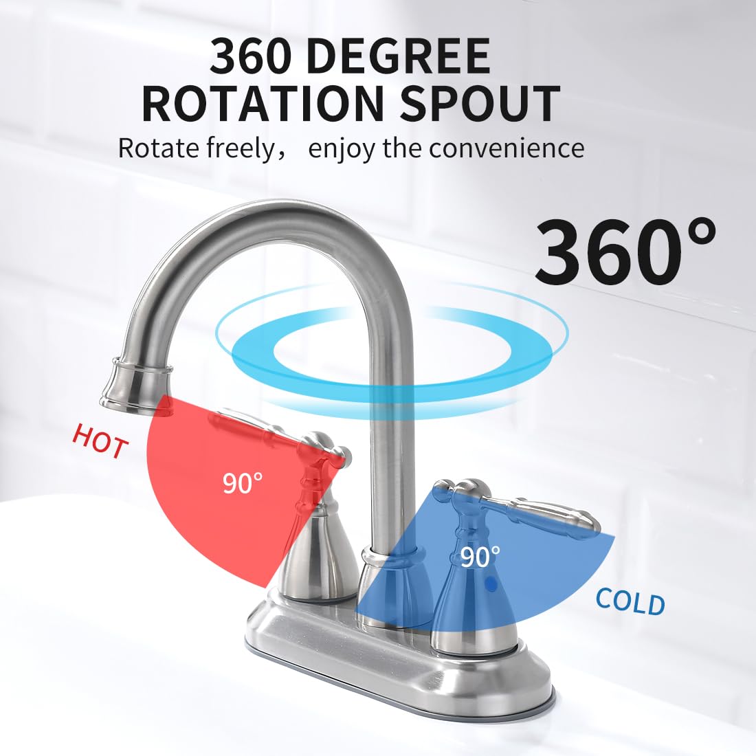 BRAVEBAR Brushed Nickel Bathroom Sink Faucet