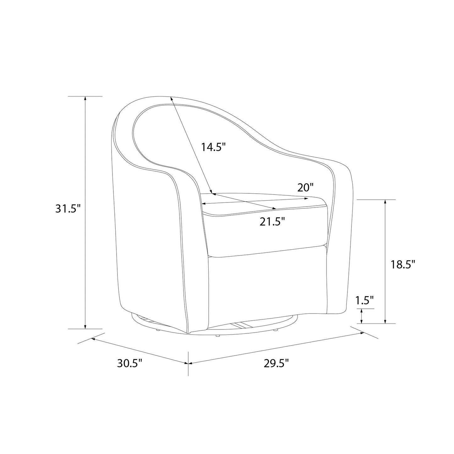 DHP Swivel Curved Accent Chair