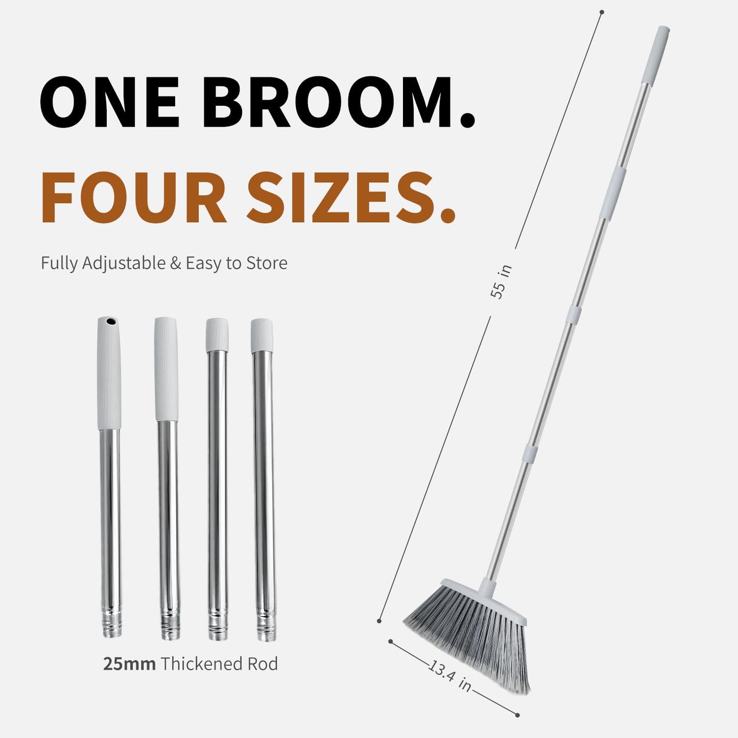 Heavy Duty Adjustable Broom for Indoor Outdoor Use