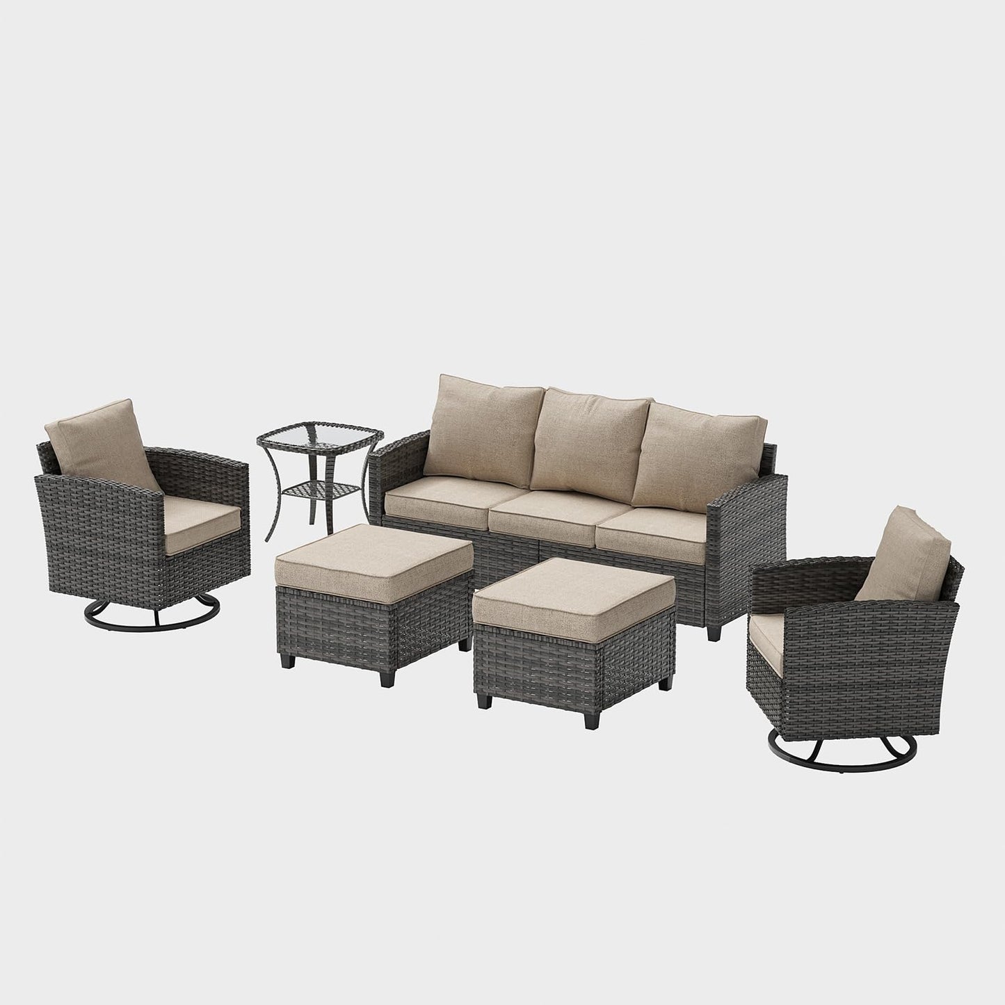 6-Piece Outdoor Sectional Sofa Set with Cushions