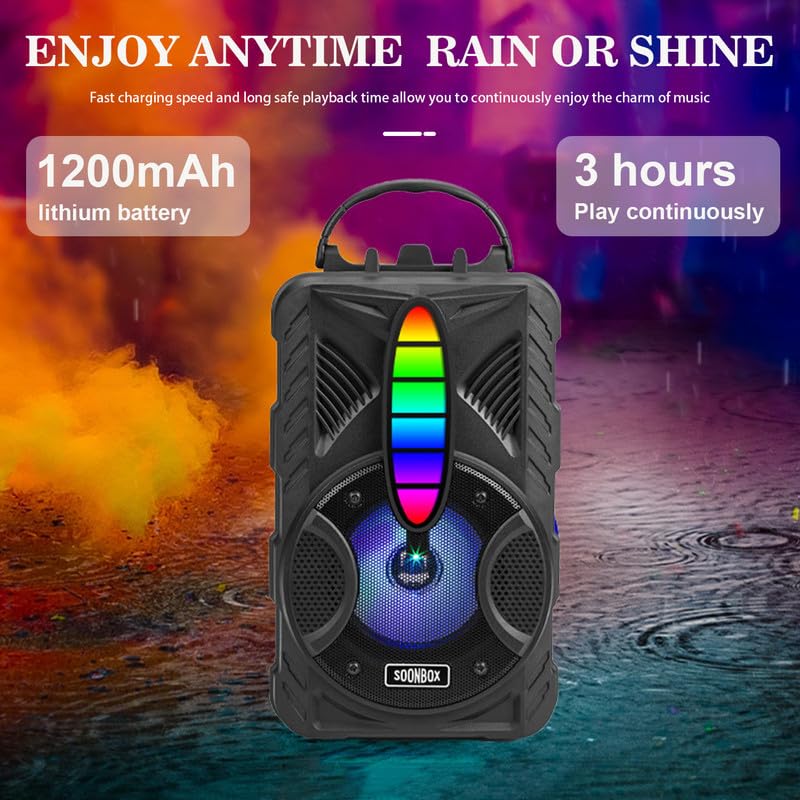 Bluetooth Speaker, IPX5 Waterproof Speaker with HD Sound, RGB Multi-Colors Rhythm Lights, Up to 8H Playtime, TWS Pairing, Portable Wireless Speakers for Home, Outdoor,(Comes with a Microphone) A4221