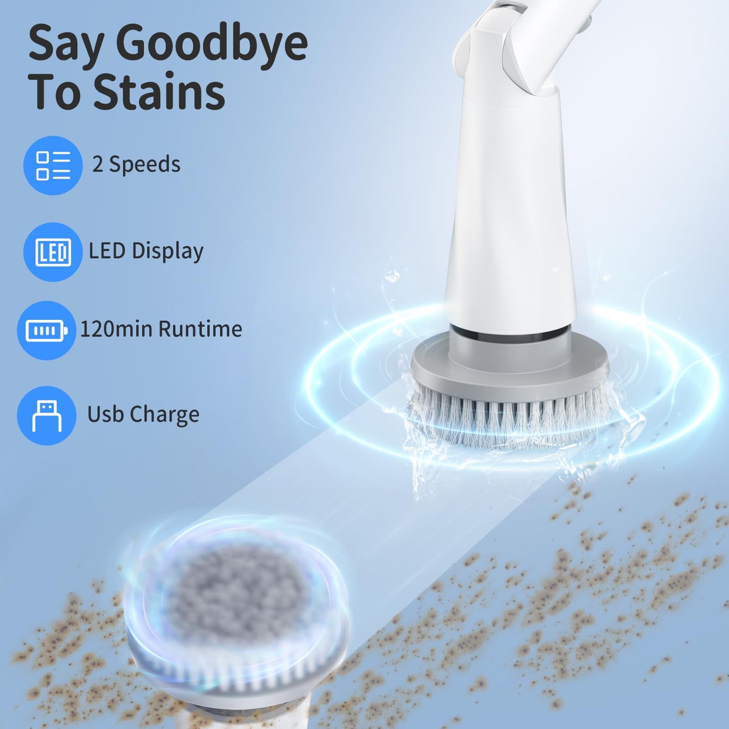 GROMCLIP Electric Spin Scrubber with 8 Heads