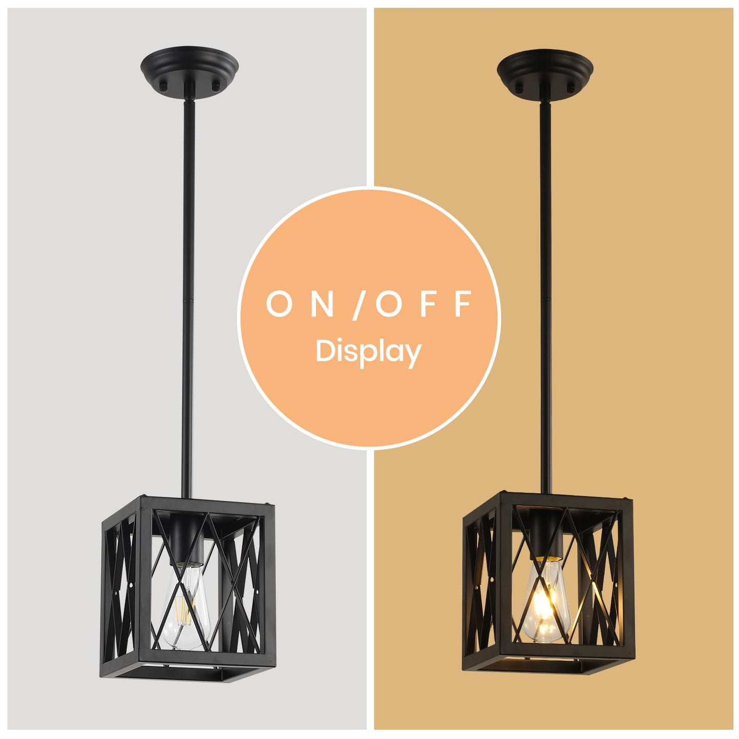 Farmhouse Black Pendant Lights for Kitchen, 2-Pack