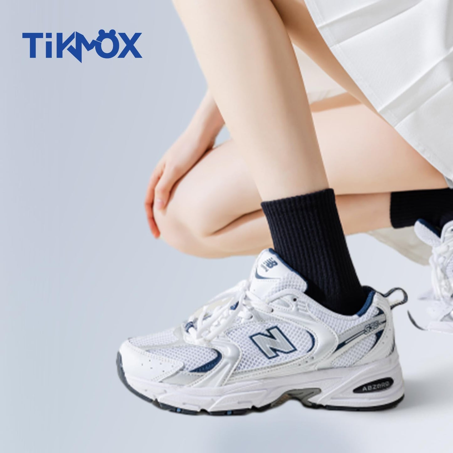 TikMox Athletic Running Socks with Arch Compression, Cotton Cushioned Crew Socks for a Secure Fit, White Black for Men & Women(3-6 pairs)