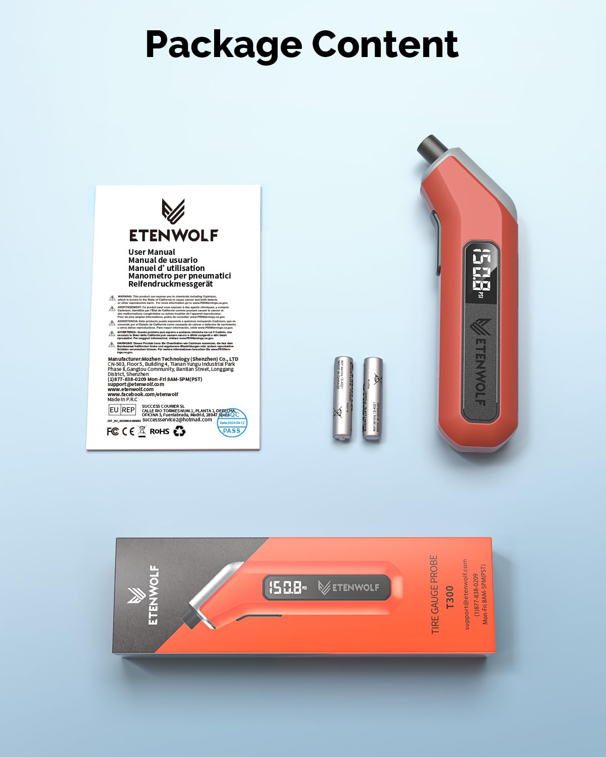 Digital Tire Pressure Gauge 3-200 PSI ETENWOLF
