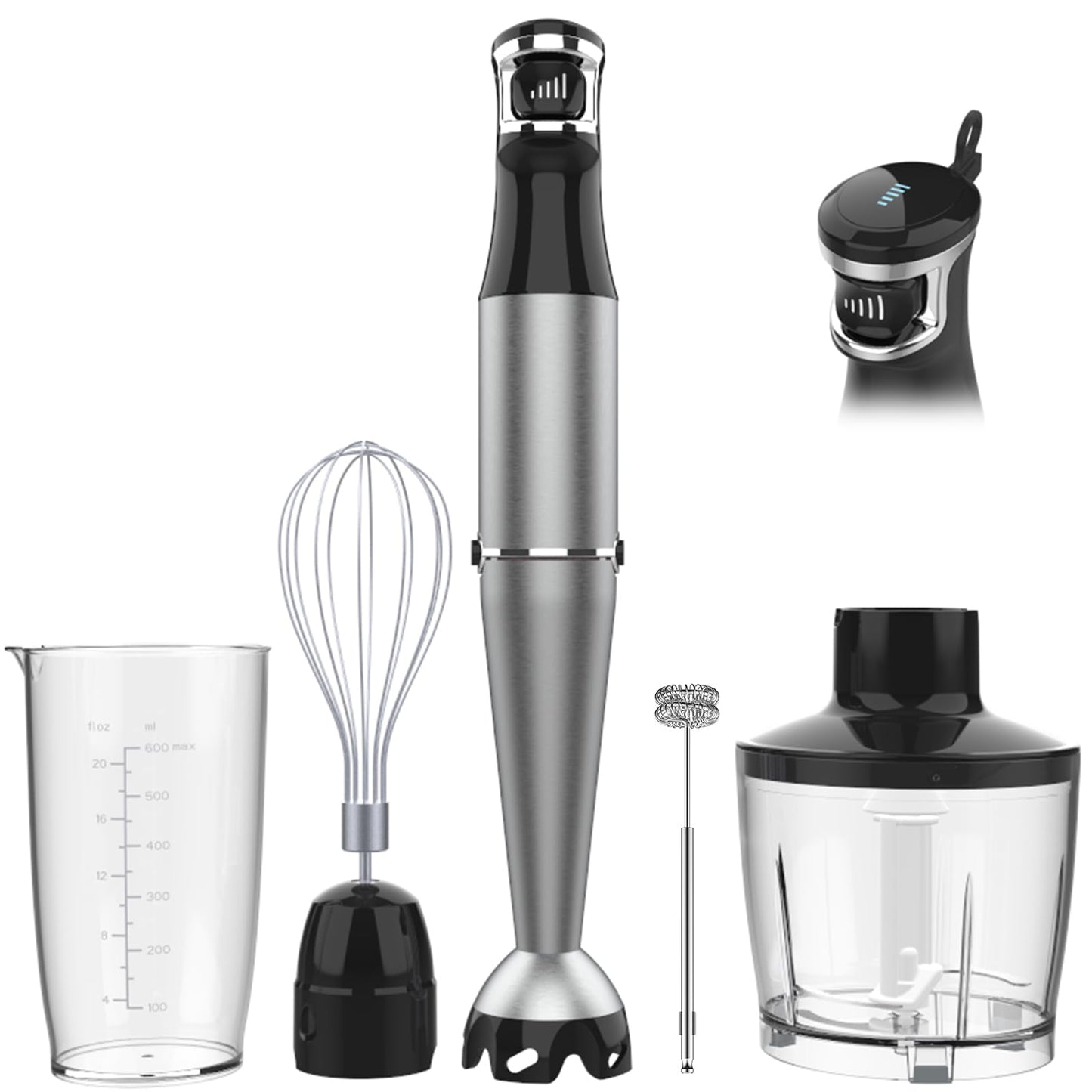 Handheld Immersion Blender Set with Chopper and Whisk