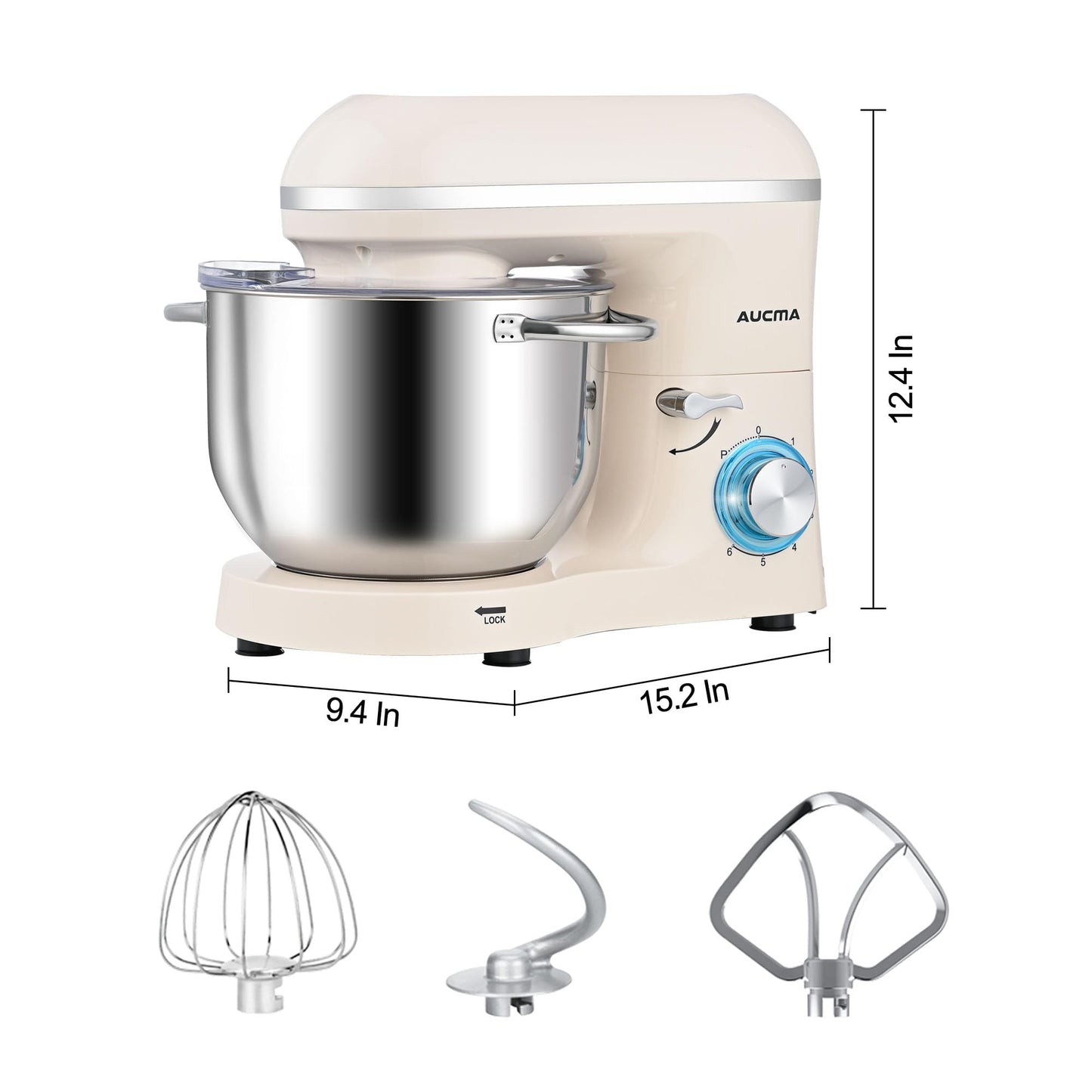 Aucma 6.5QT 660W Tilt-Head Stand Mixer