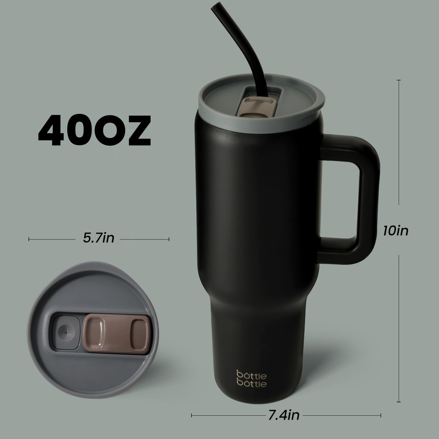40 oz Stainless Steel Tumbler with Straw