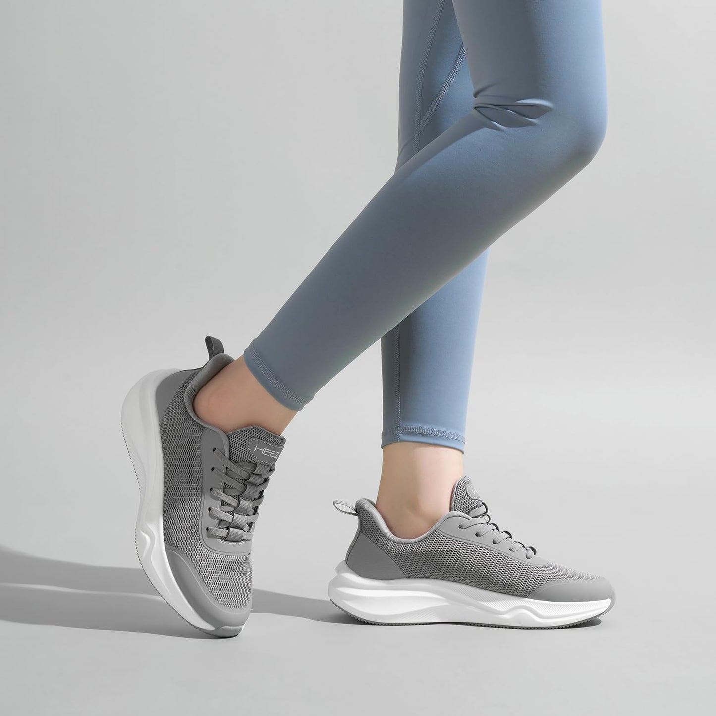 HEEZ Women's Walking Shoes Fashion Sneakers Slip On Shoes Platform Running Shoes Non Slip Tennis Shoes Comfortable Breathable Gym Shoes Size 7 Grey